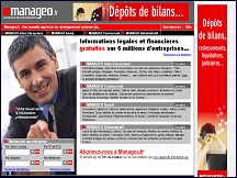 Aperu du site Manageo - entreprises de France : registres, bilans, CA, solvabilit
