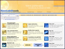 Aperu du site Rentabiliweb - micropaiement audiotel, SMS, services rmunrs