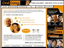 Aperçu du site Cinedates - rencontres gratuites entre cinéphiles