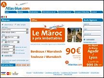 Aperu du site Atlas Blue - compagnie lowcost entre France et Marrakech Maroc