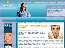 Aperu du site Clear Pores - traitement pour vos problmes d'acn