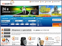 Aperu du site Allo Pneus - vente de pneus en ligne: tourisme, utilitaires, 4x4