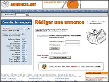 Aperu du site Annonces.net - petites annonces gratuites entre particuliers