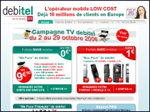 Aperu du site Debitel - forfaits mobiles GSM sans mobile, carte puce gratuite
