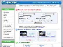 Aperu du site Proveo - voitures d'occasion contrles avec garantie