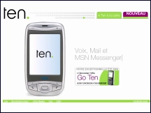 Aperu du site Ten Mobile - e-mails illimits, MSN illimit sur votre portable