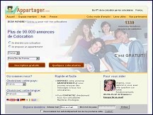 Aper�u du site Colocation et colocataires - annonces gratuites avec Appartager.com